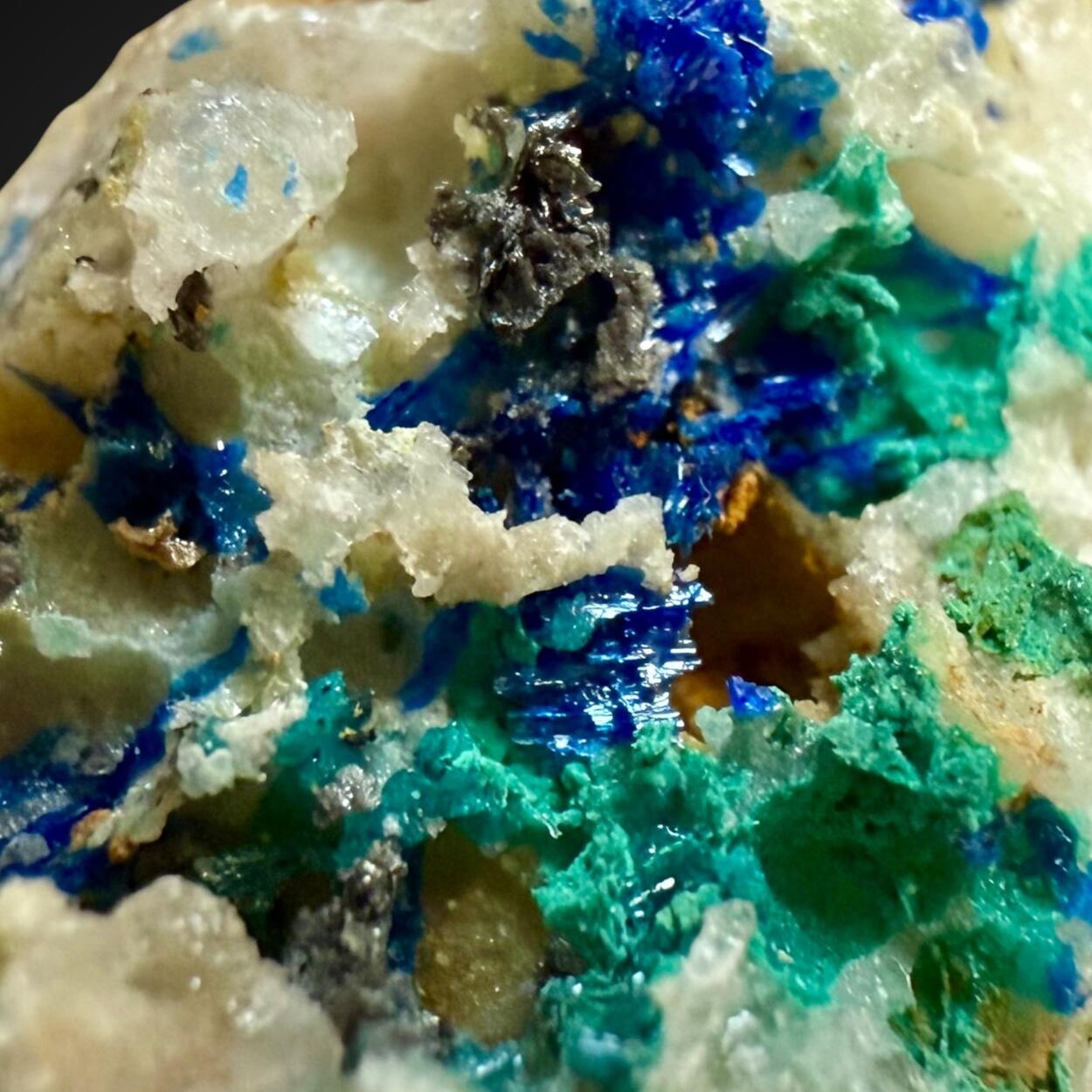 Linarite With Caledonite & Brochantite