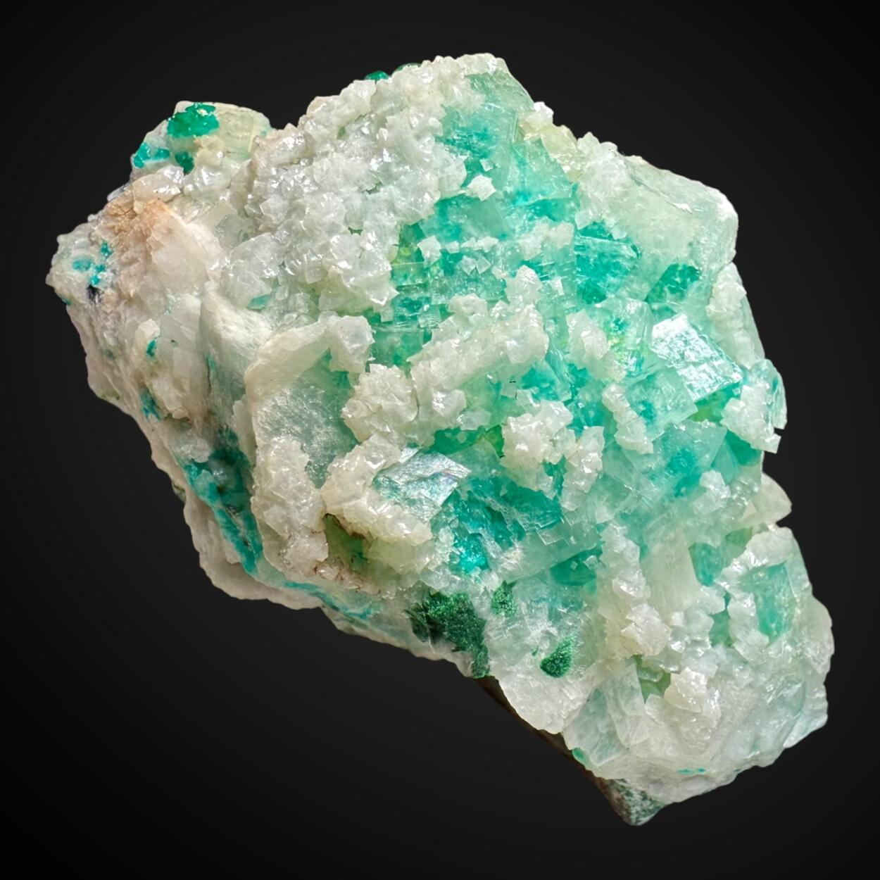 Calcite With Dioptase Inclusions With Dolomite