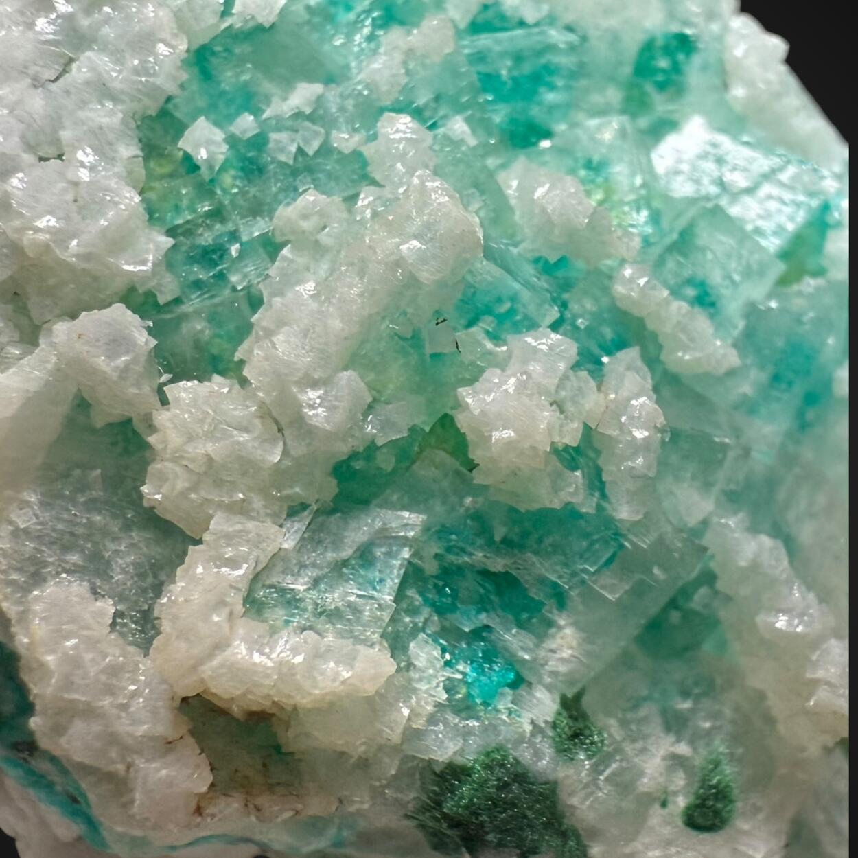 Calcite With Dioptase Inclusions With Dolomite