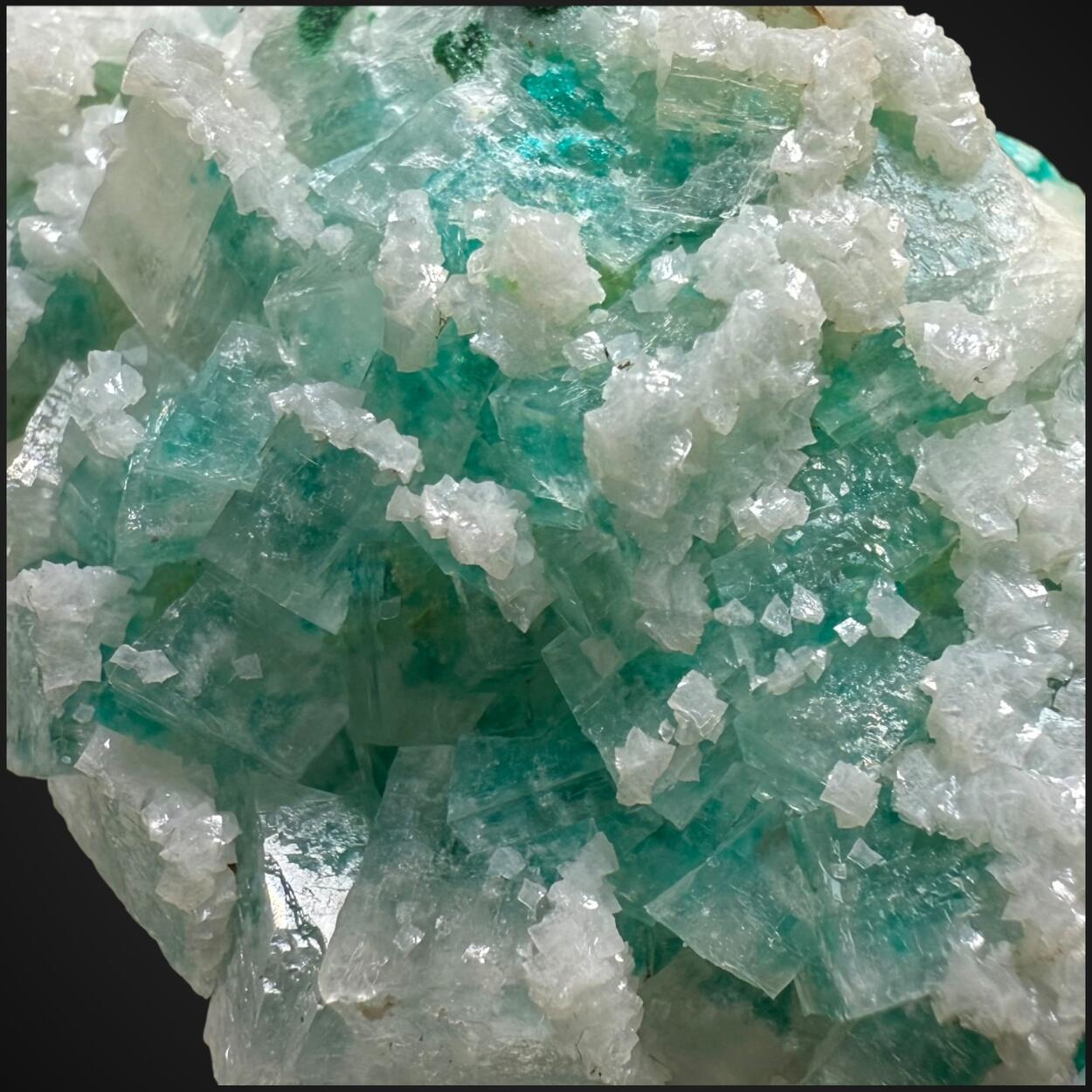 Calcite With Dioptase Inclusions With Dolomite