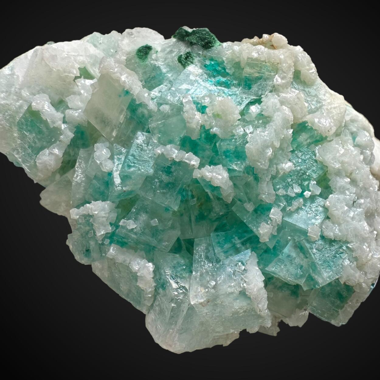 Calcite With Dioptase Inclusions With Dolomite