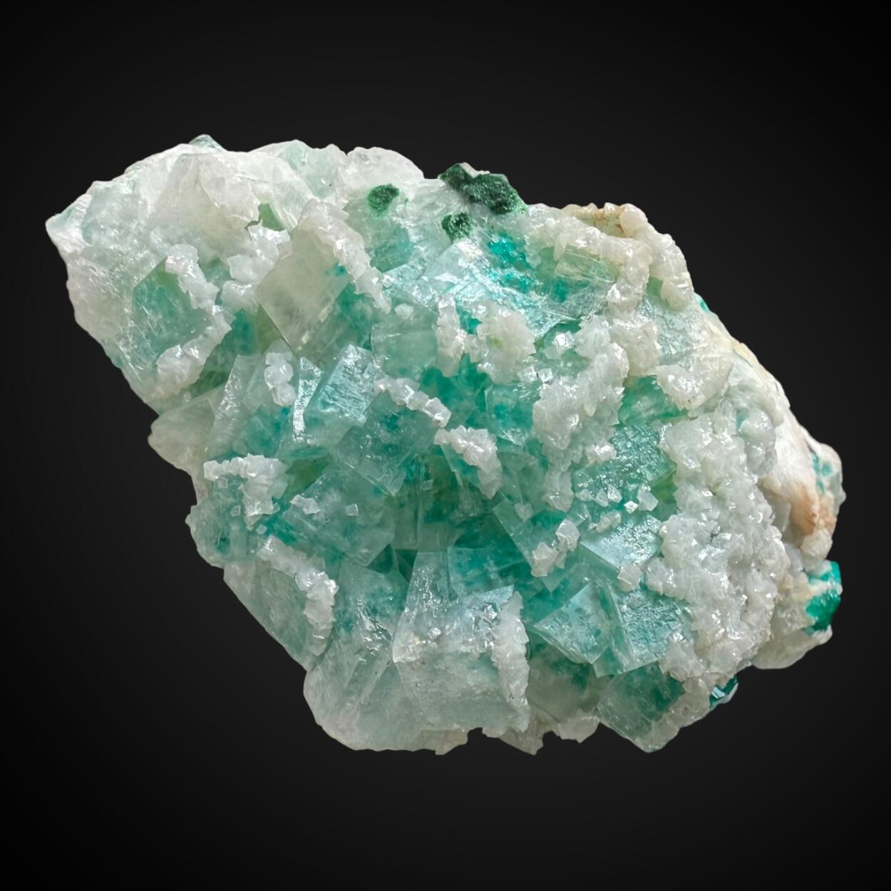 Calcite With Dioptase Inclusions With Dolomite