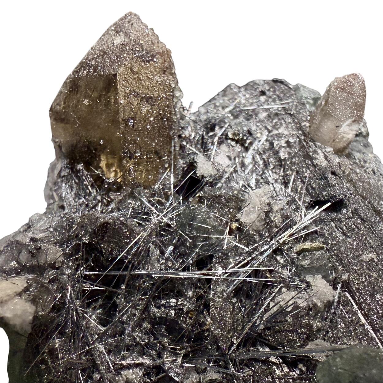 Cosalite With Wolframite Quartz & Fluorite