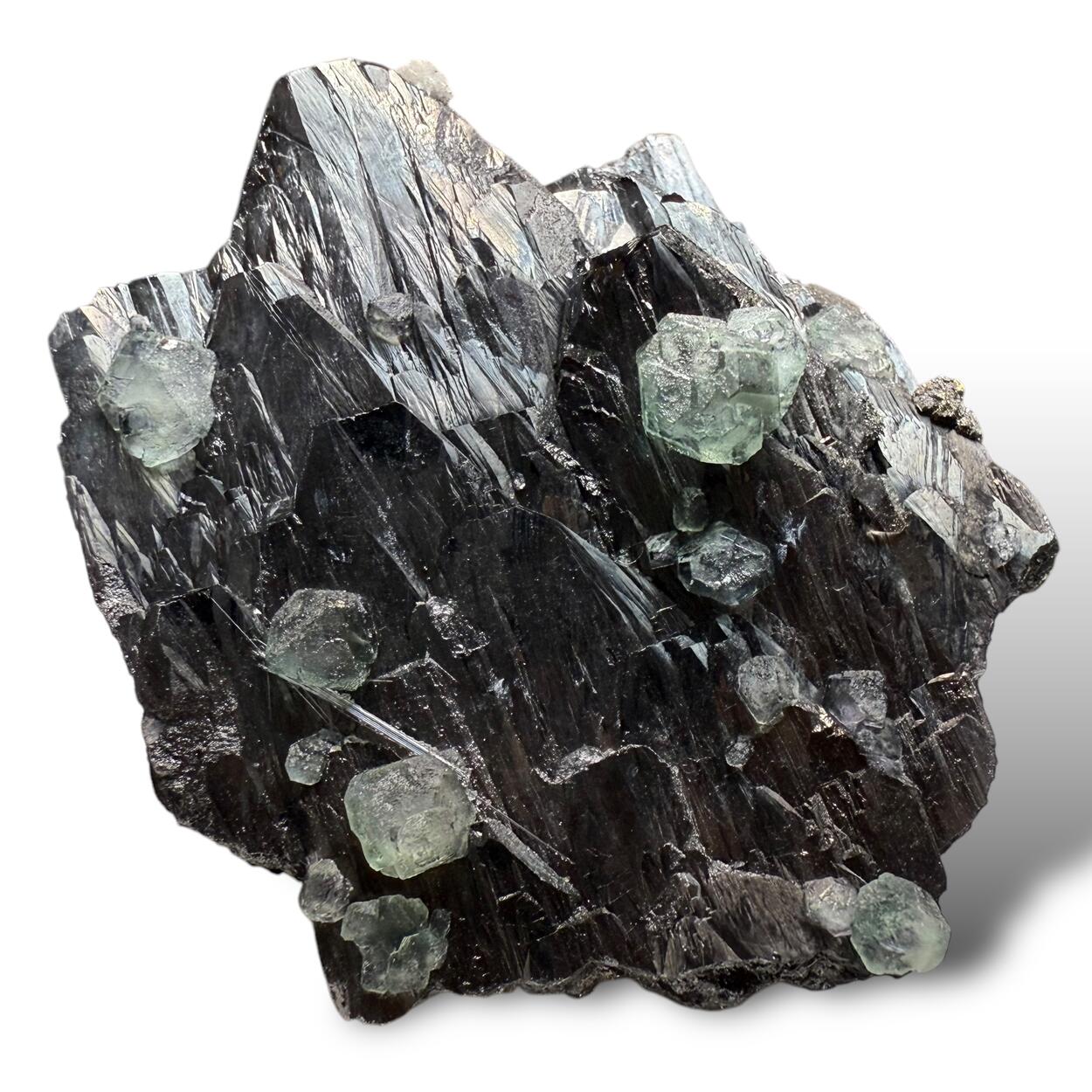 Cosalite With Wolframite Quartz & Fluorite