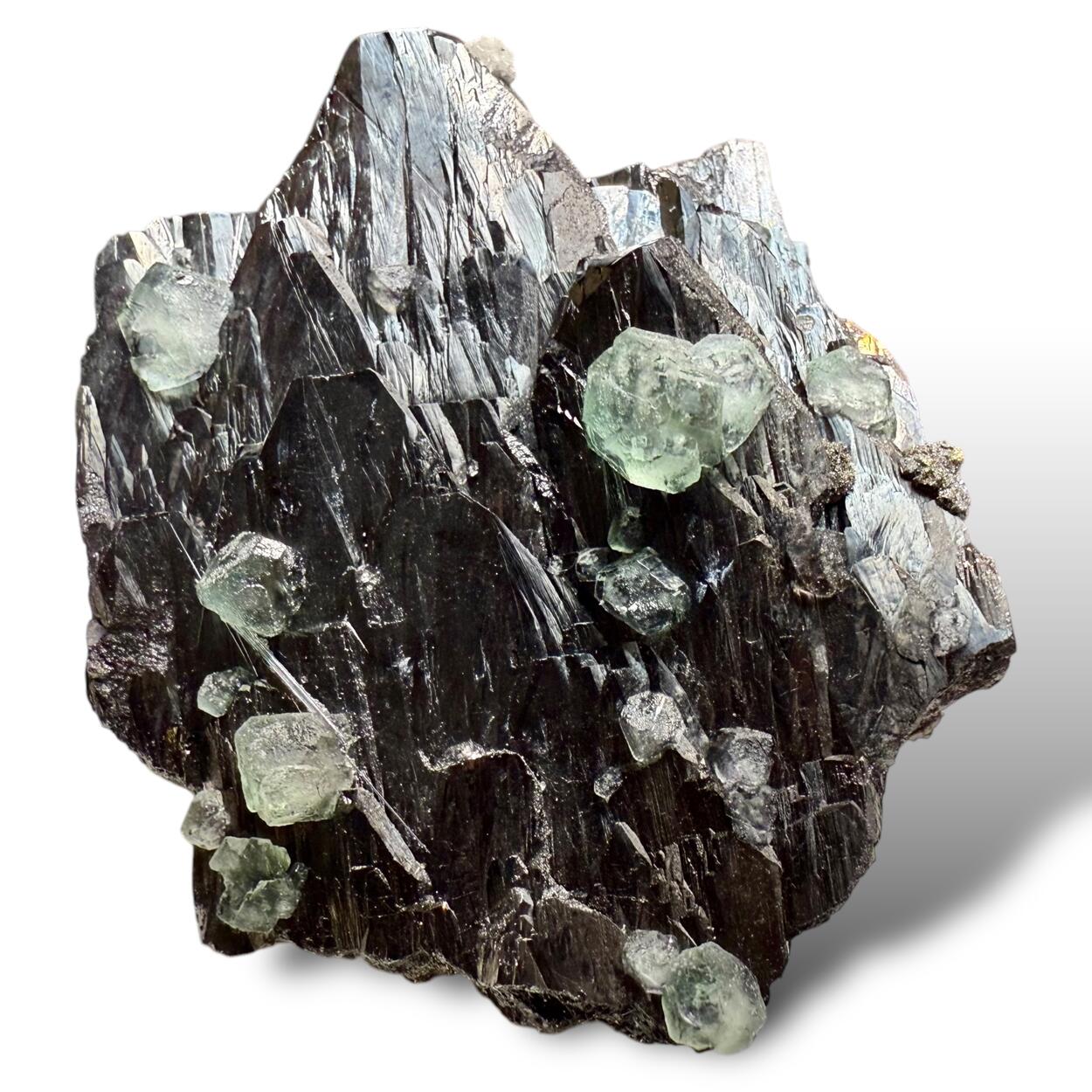 Cosalite With Wolframite Quartz & Fluorite