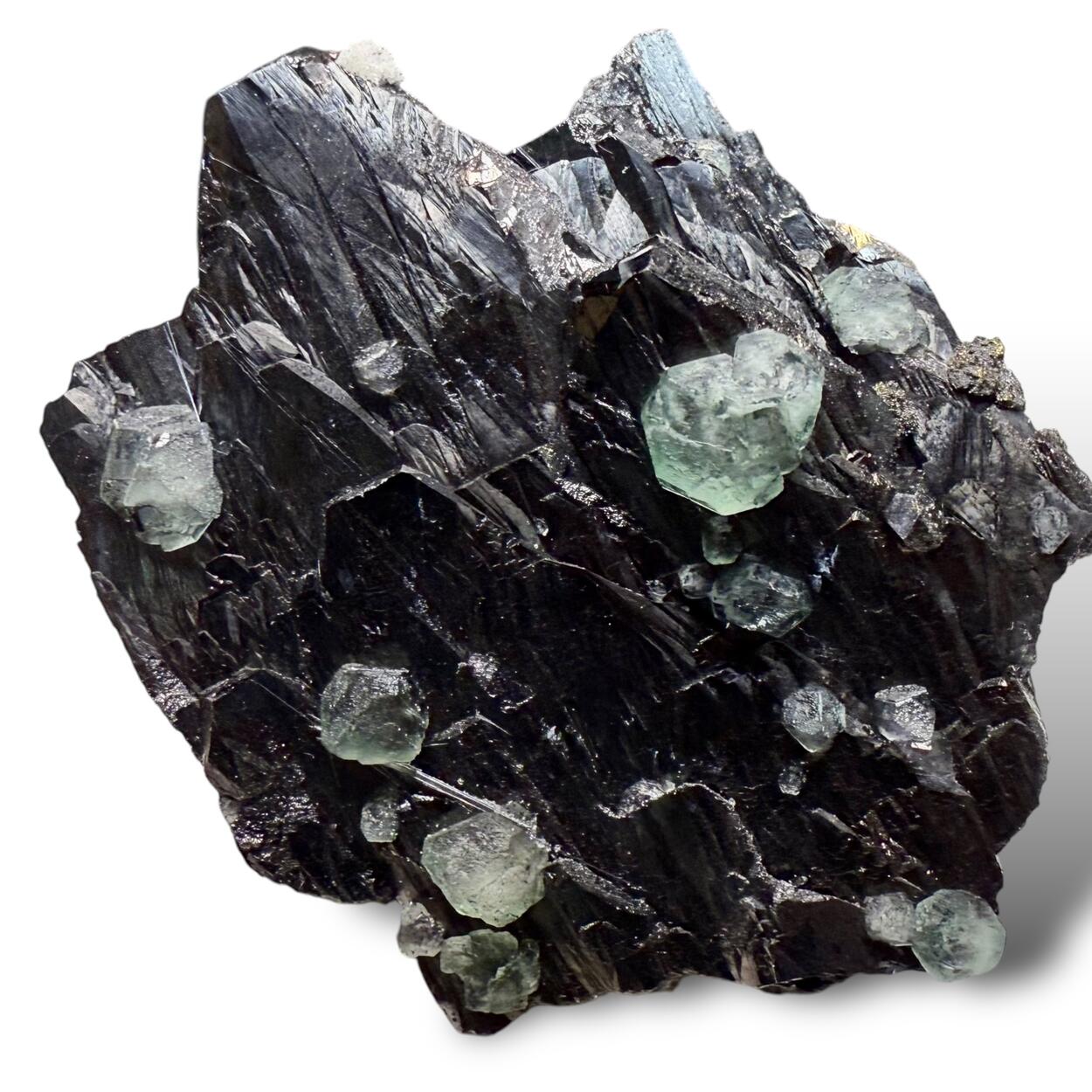 Cosalite With Wolframite Quartz & Fluorite