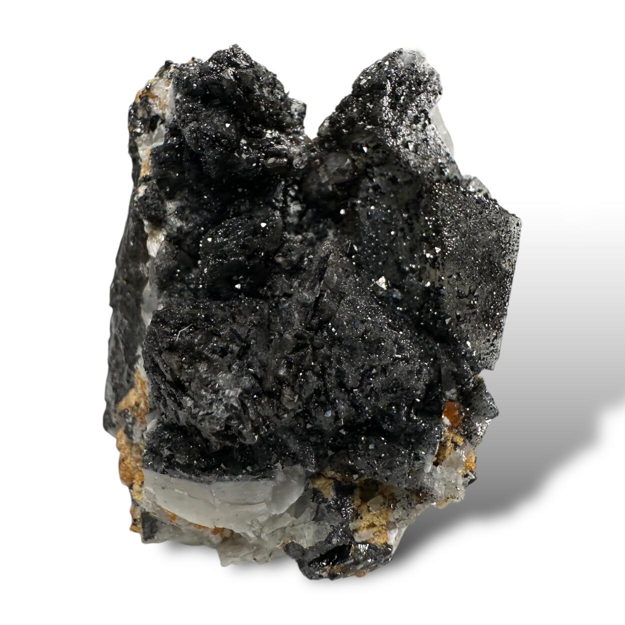 Magnetite On Calcite With Chondrodite