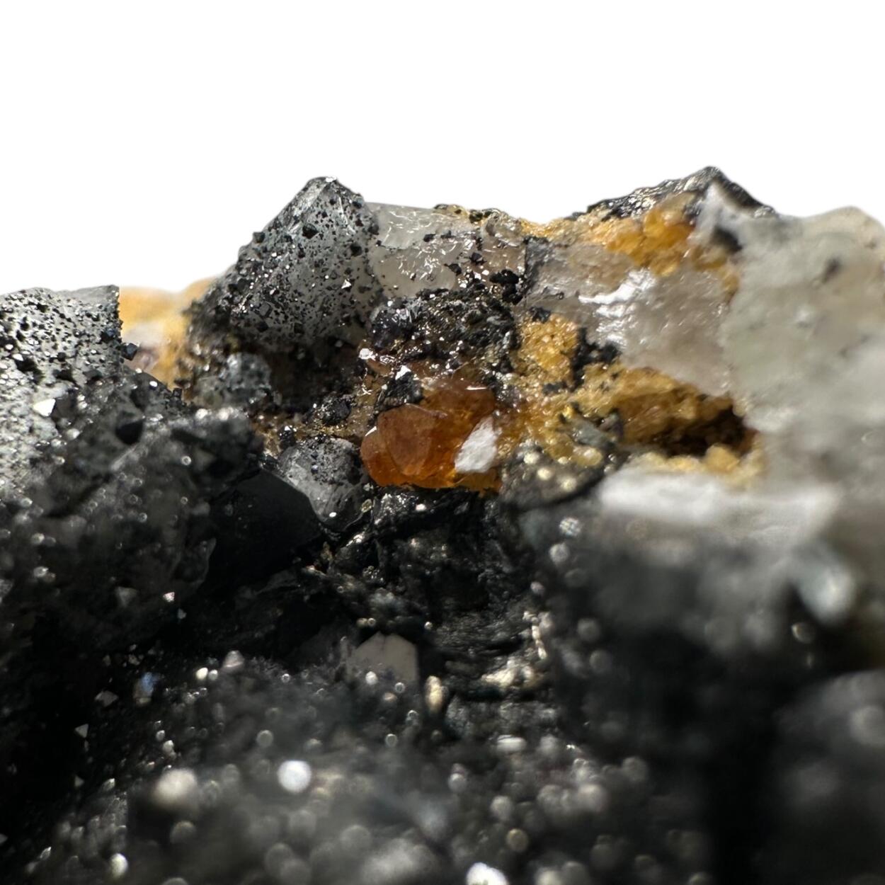 Magnetite On Calcite With Chondrodite