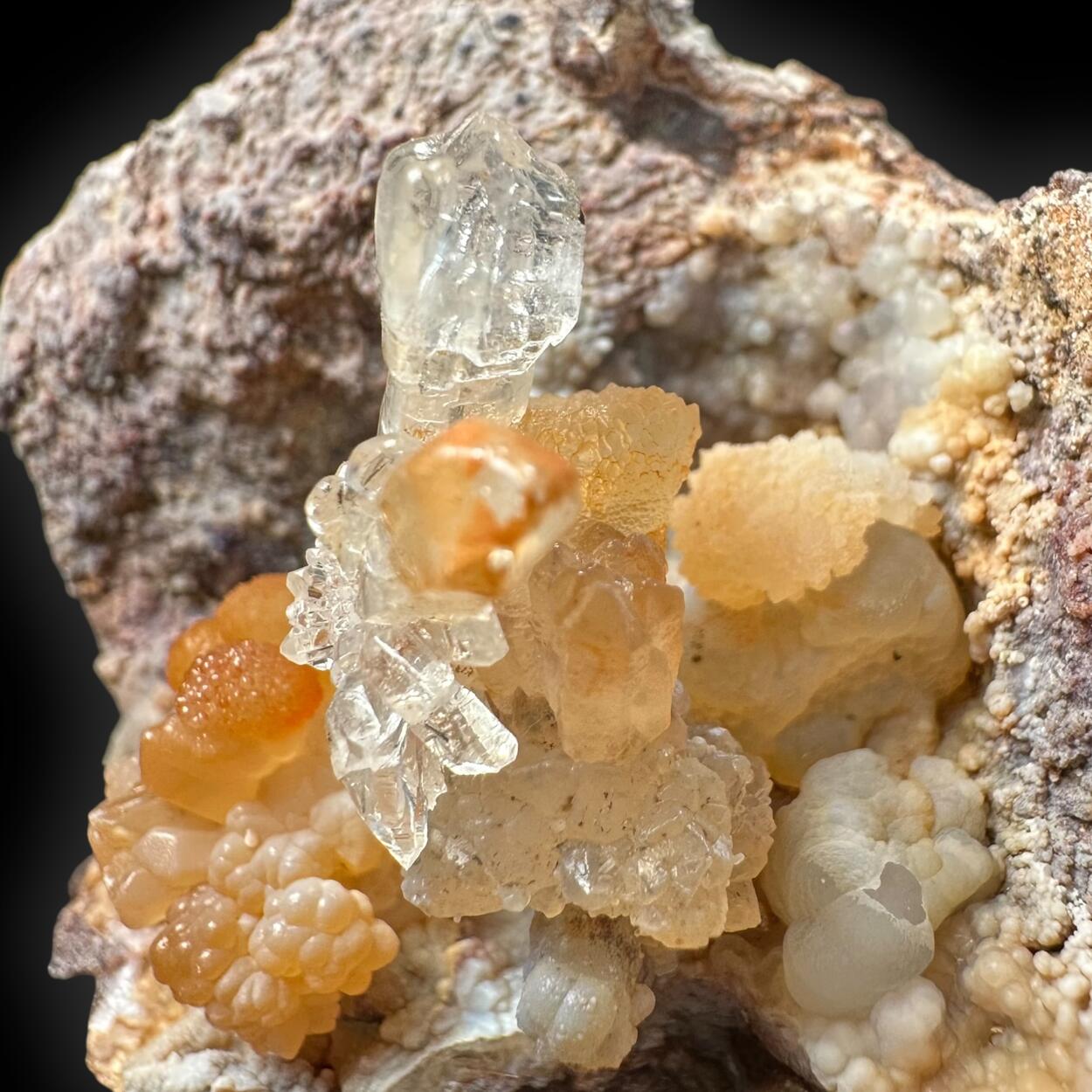 Sceptre Quartz On Chalcedony With Hyalite