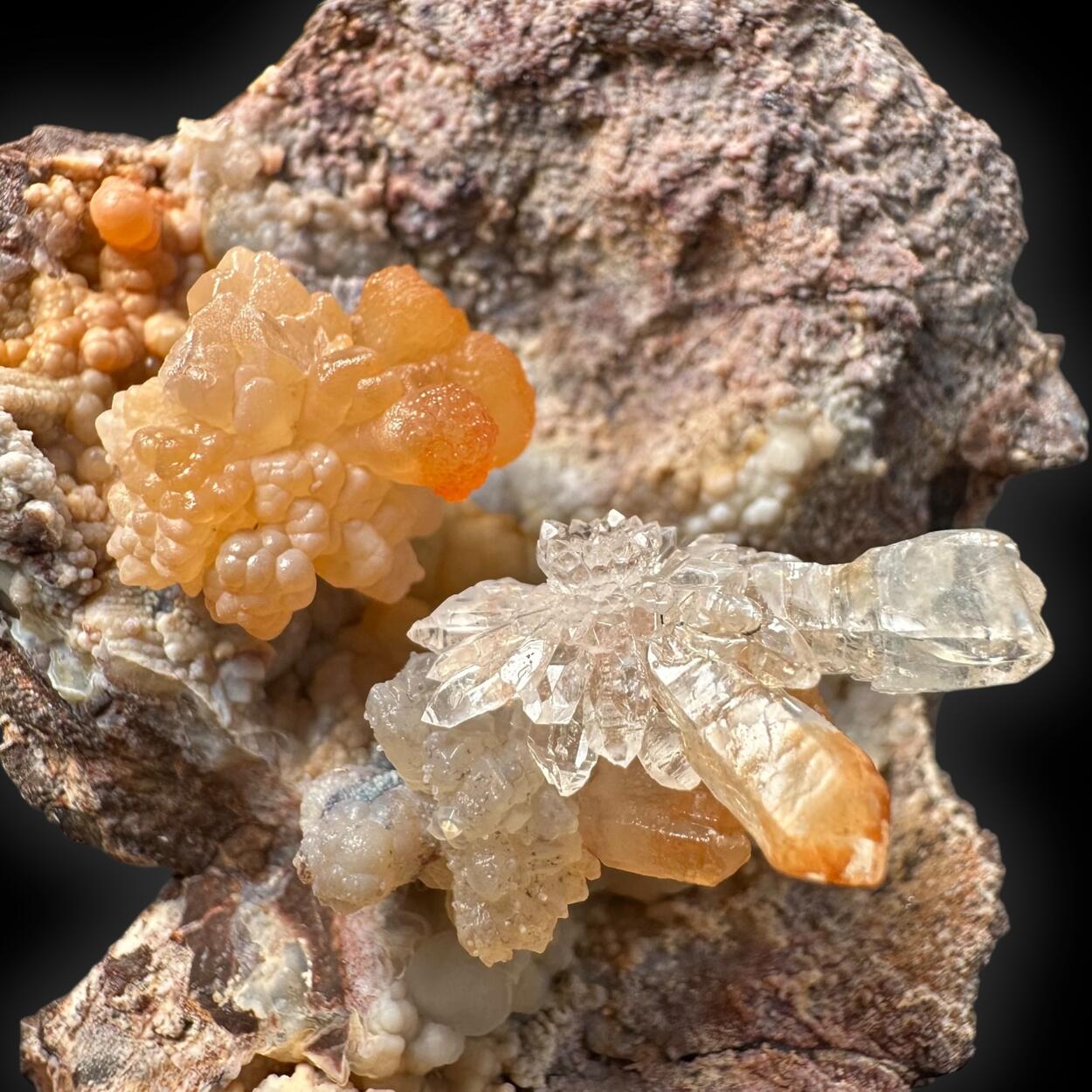 Sceptre Quartz On Chalcedony With Hyalite