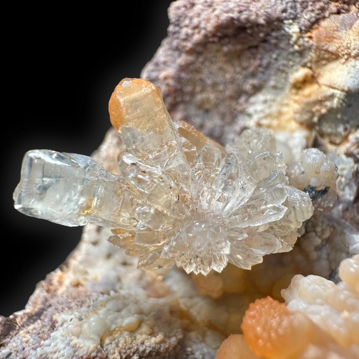 Sceptre Quartz On Chalcedony With Hyalite