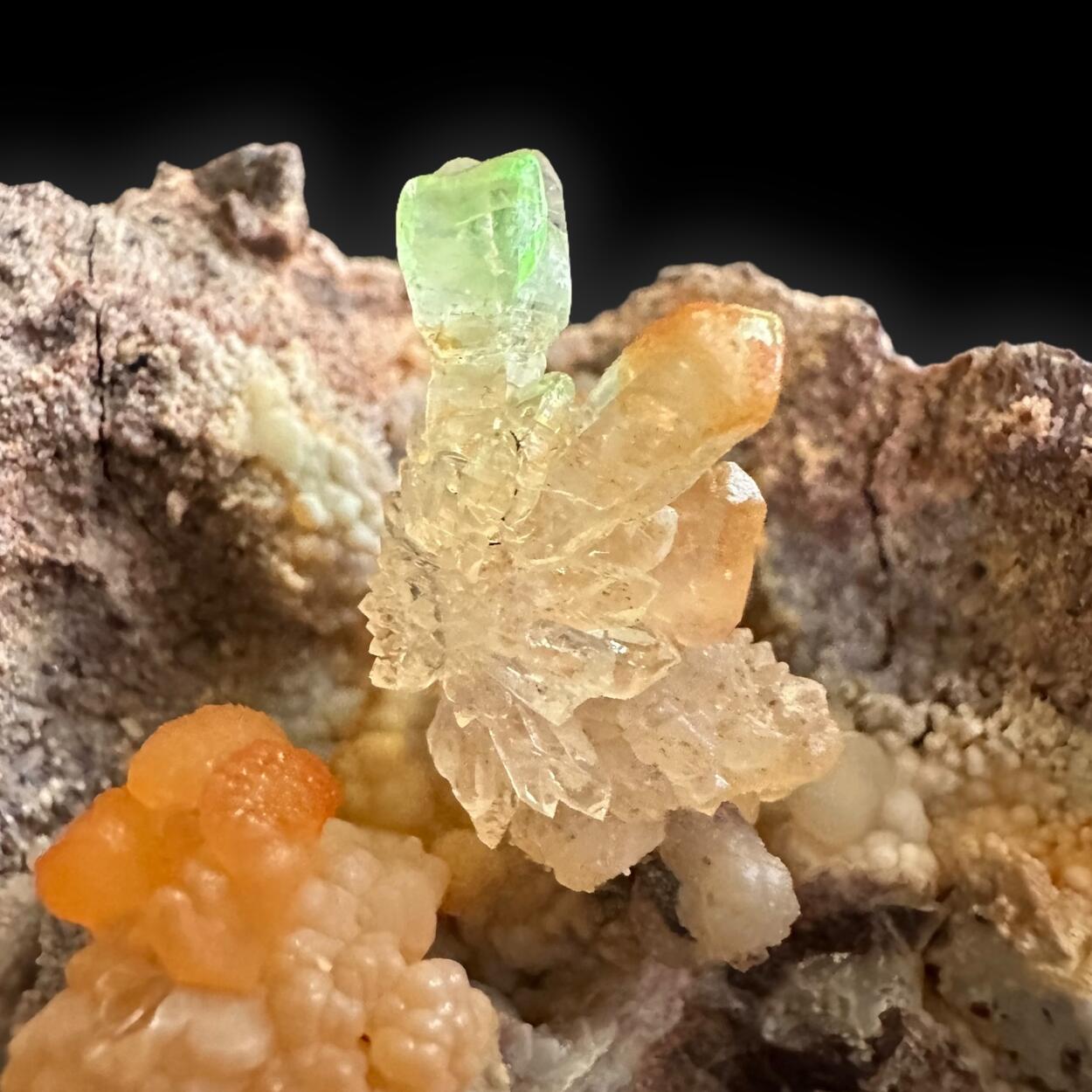 Sceptre Quartz On Chalcedony With Hyalite