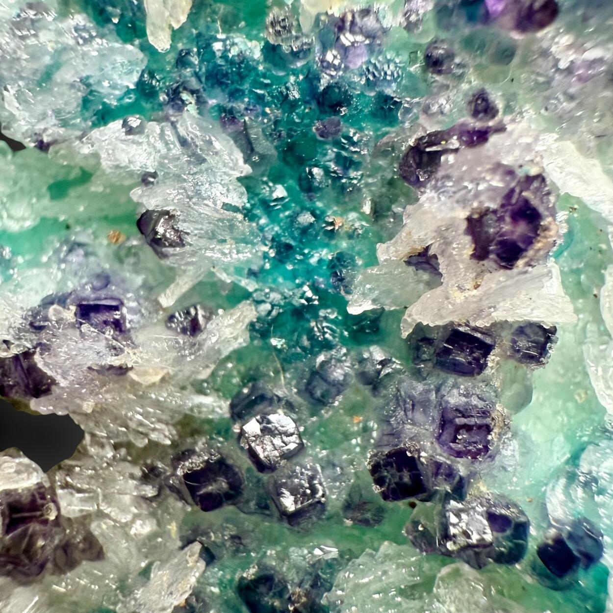 Fluorite With Aurichalcite & Gypsum