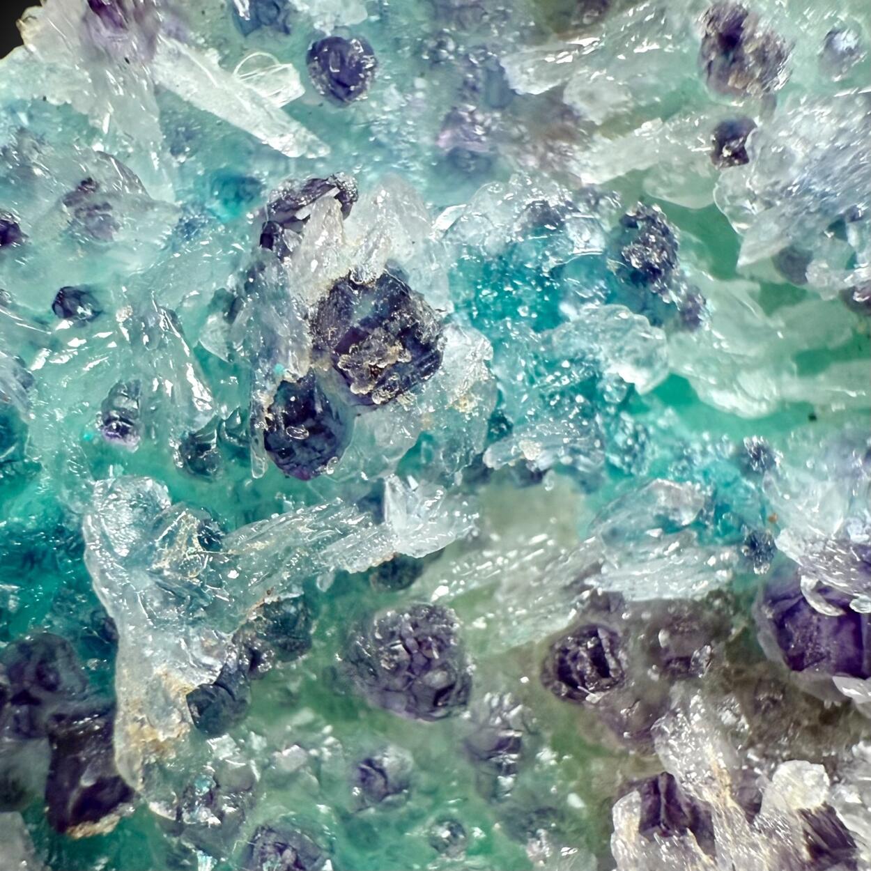 Fluorite With Aurichalcite & Gypsum
