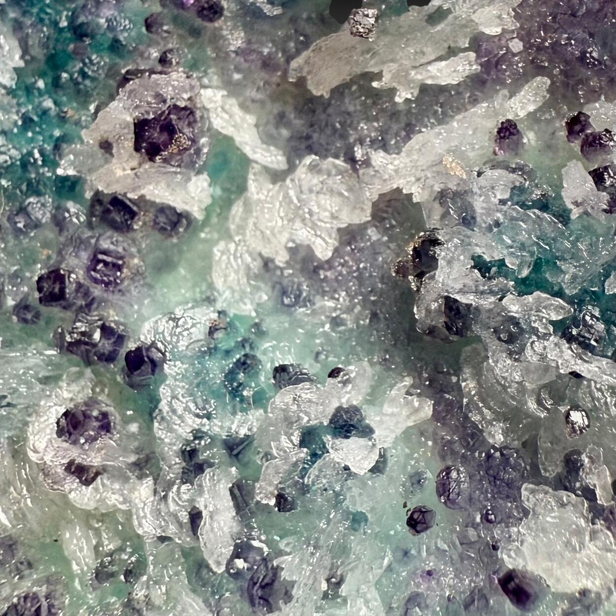 Fluorite With Aurichalcite & Gypsum