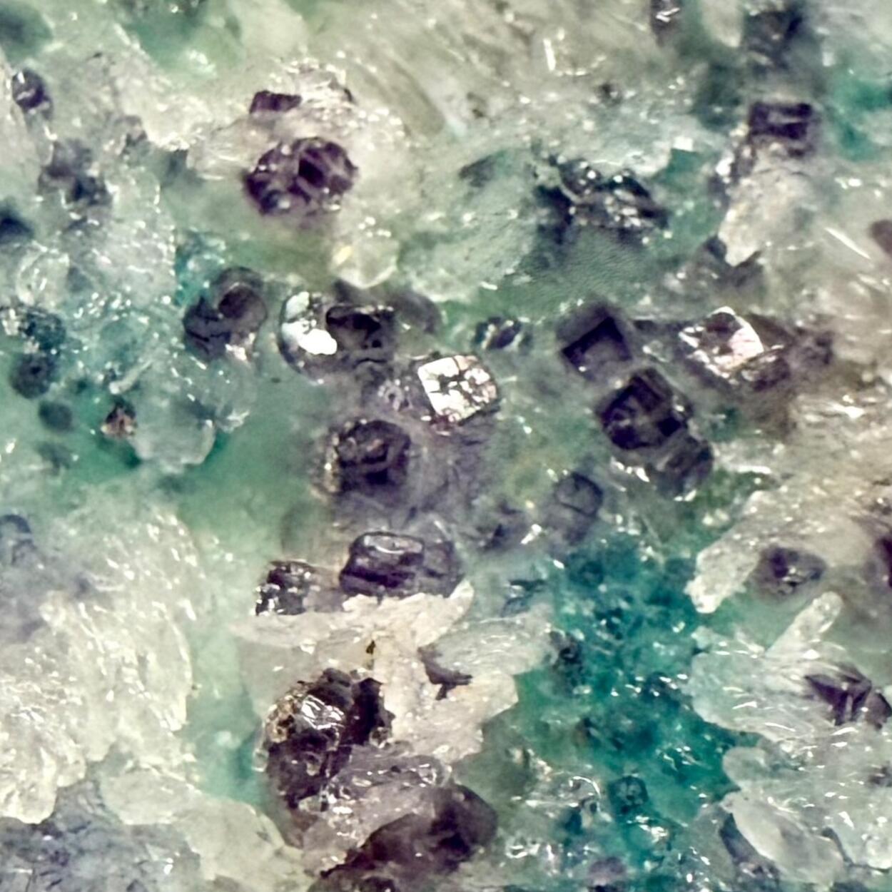 Fluorite With Aurichalcite & Gypsum