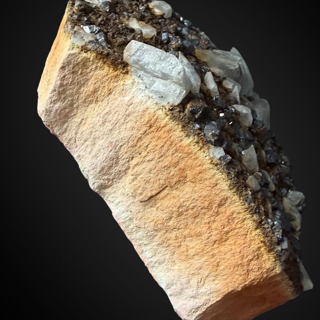 Calcite & Sphalerite With Pyrite On Barian Celestine