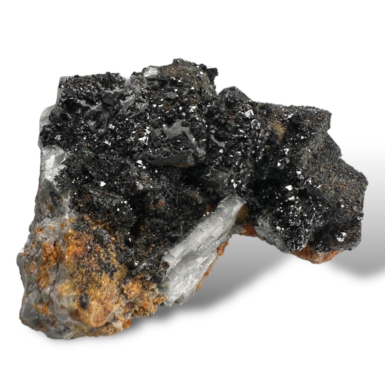 Magnetite On Calcite With Chondrodite