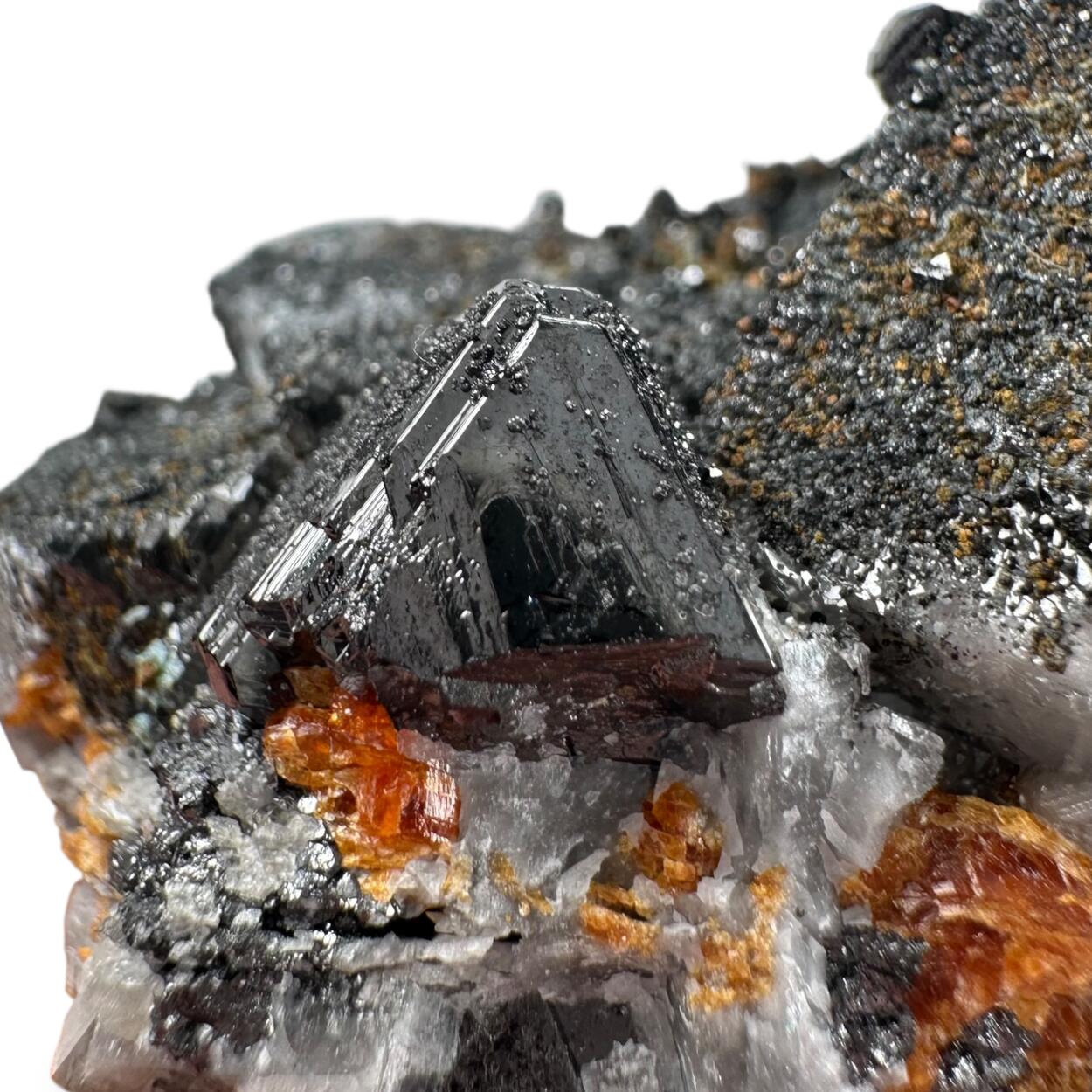 Magnetite On Calcite With Chondrodite