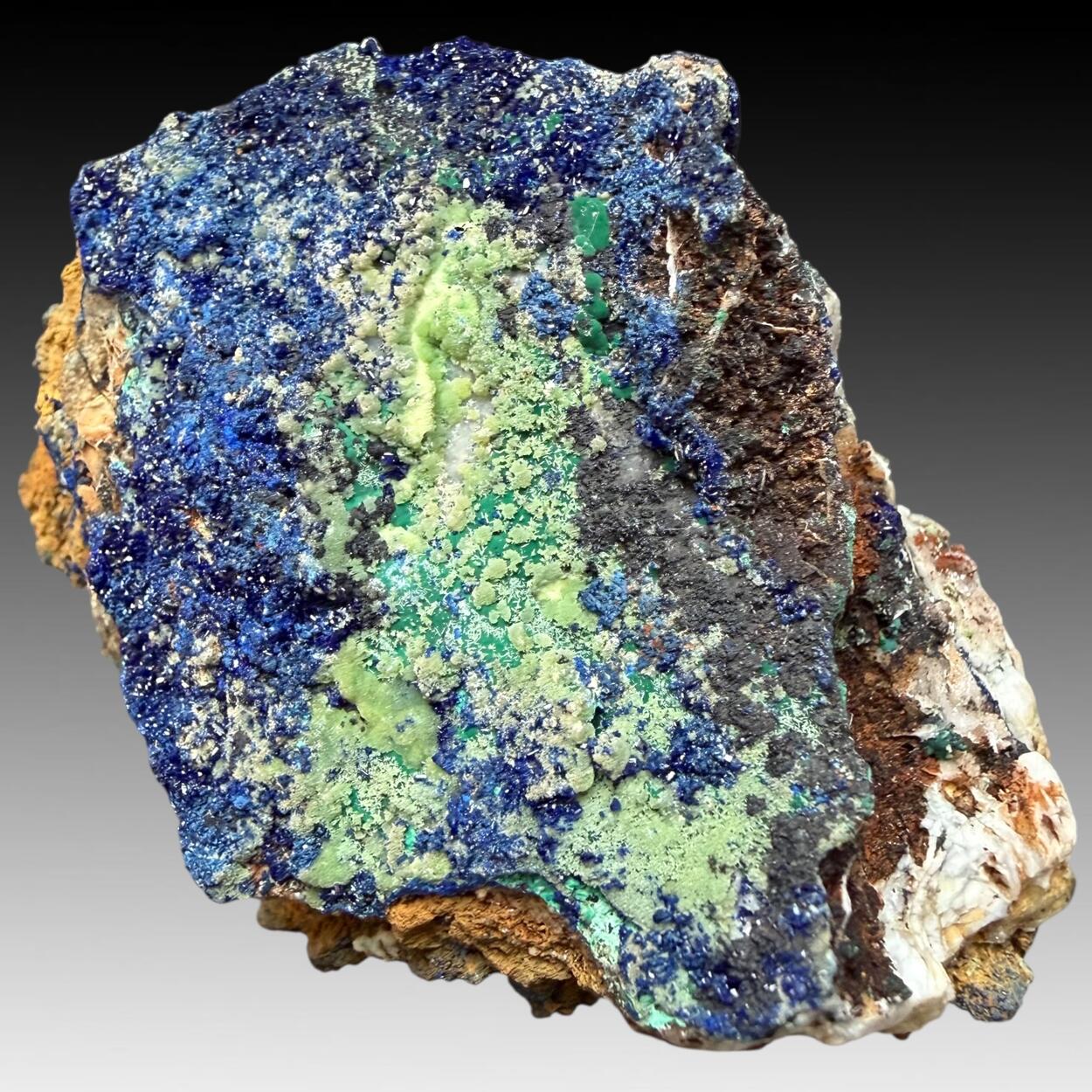 Azurite With Pyromorphite & Malachite