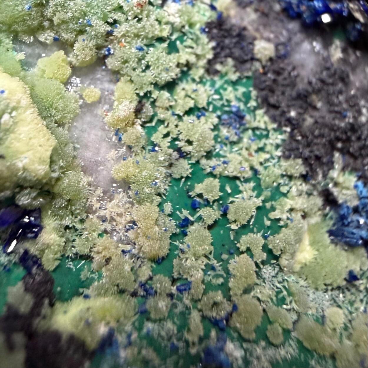 Azurite With Pyromorphite & Malachite