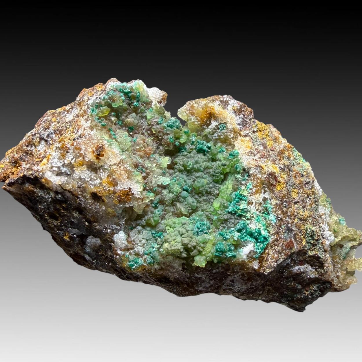 Cornwallite & Brochantite On Quartz