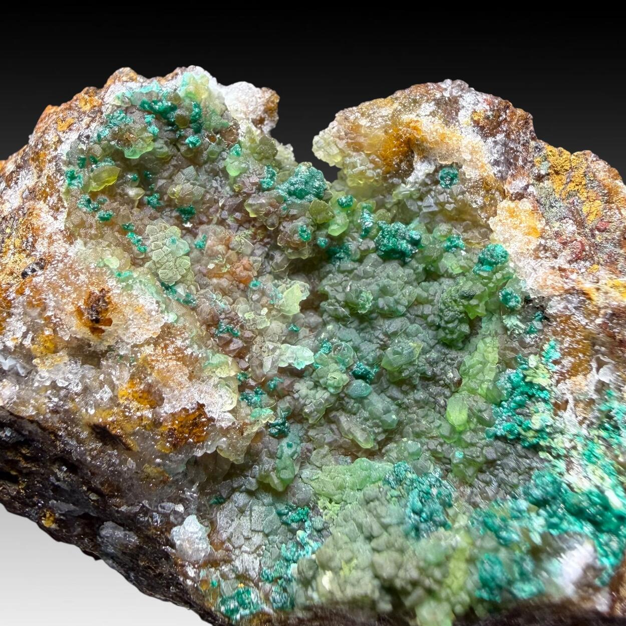 Cornwallite & Brochantite On Quartz