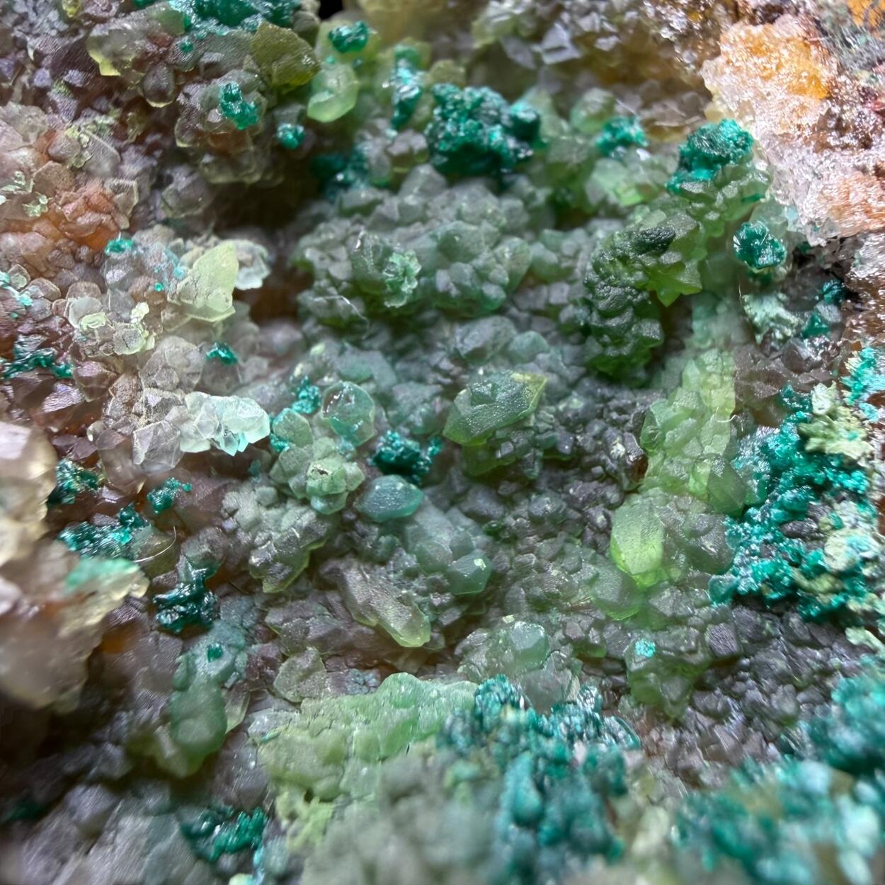 Cornwallite & Brochantite On Quartz