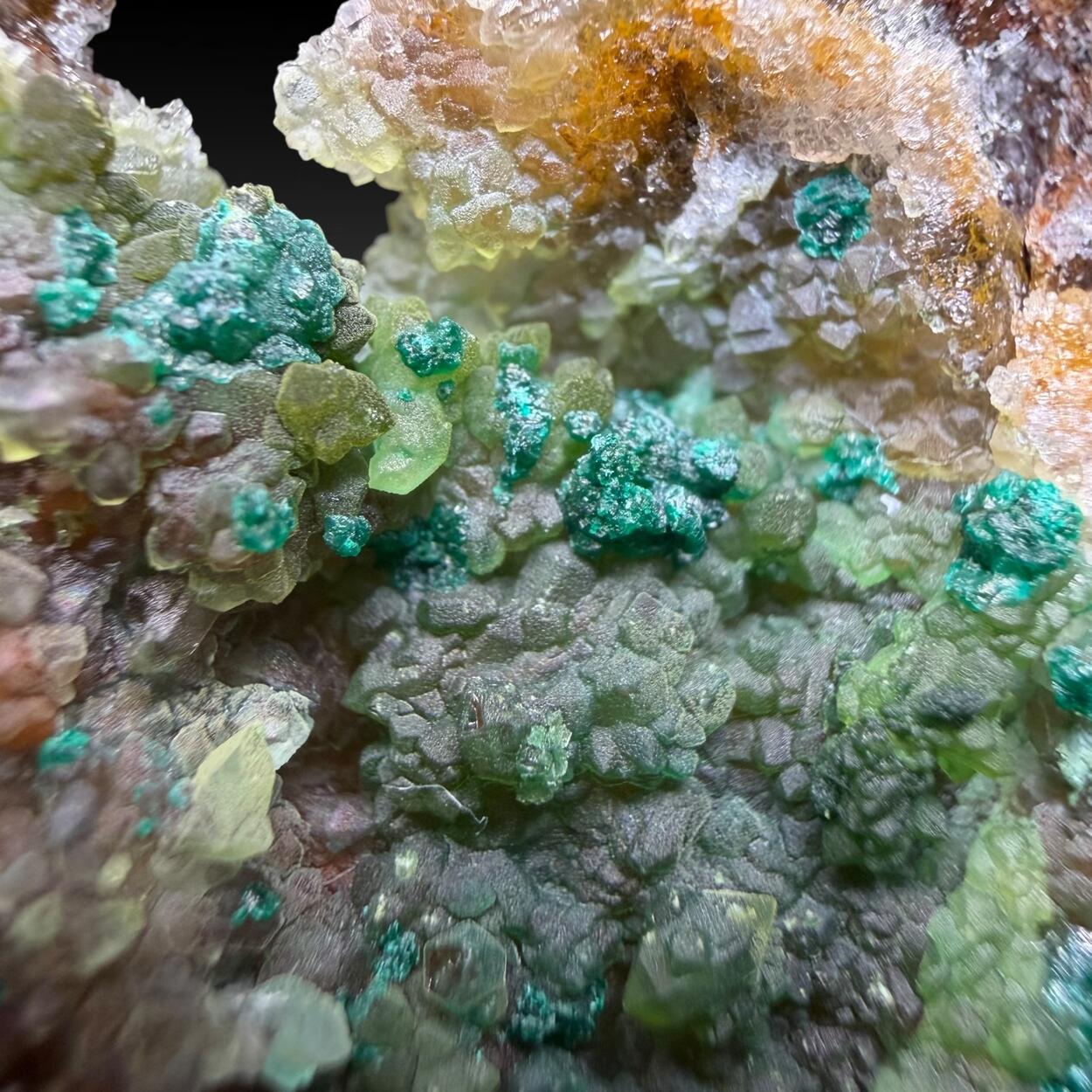 Cornwallite & Brochantite On Quartz