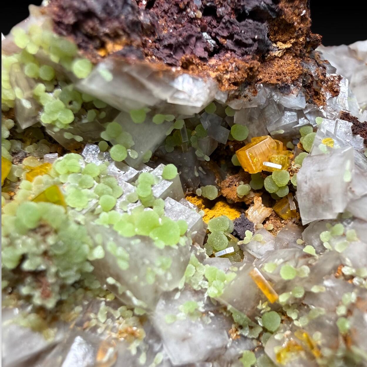 Mimetite & Wulfenite On Calcite