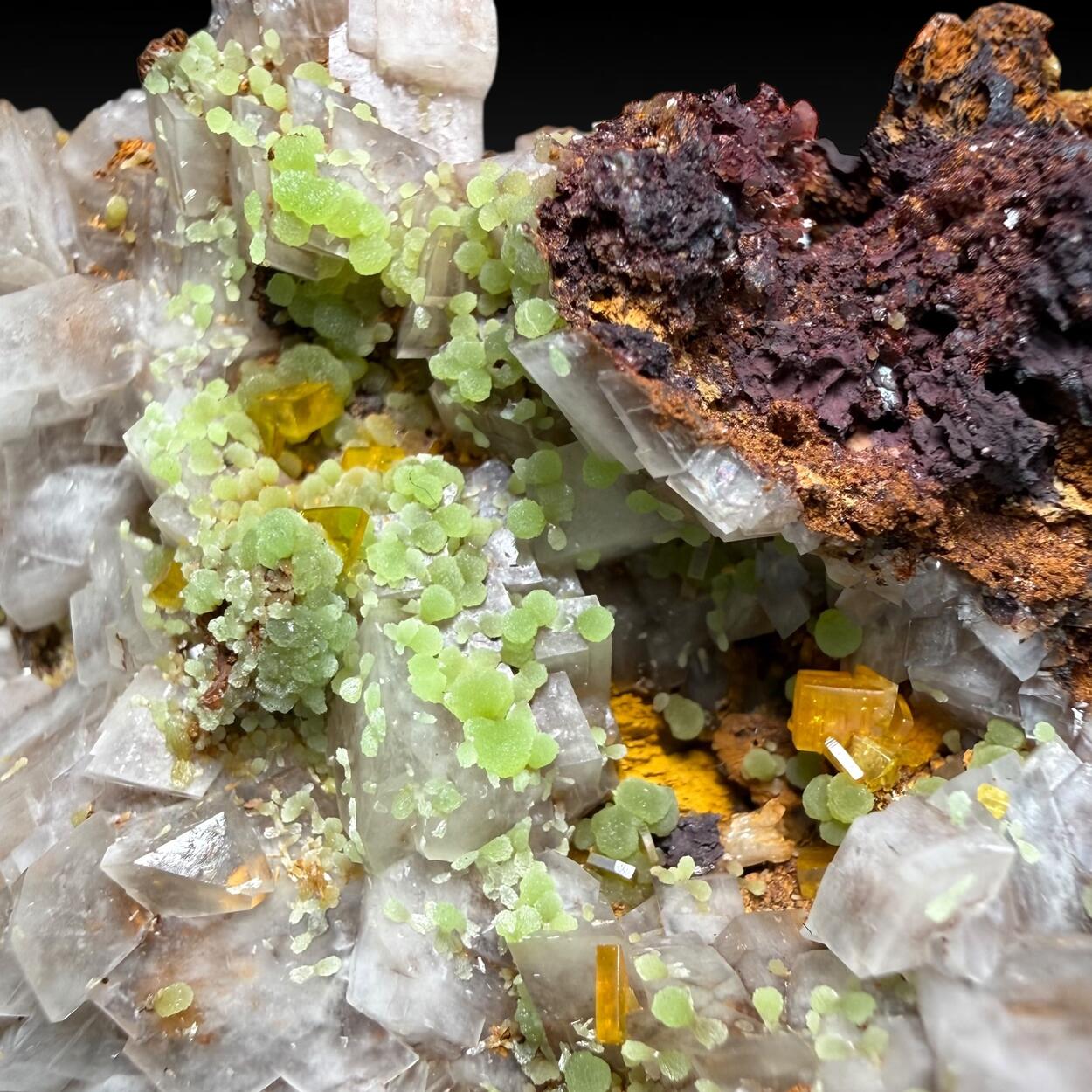 Mimetite & Wulfenite On Calcite