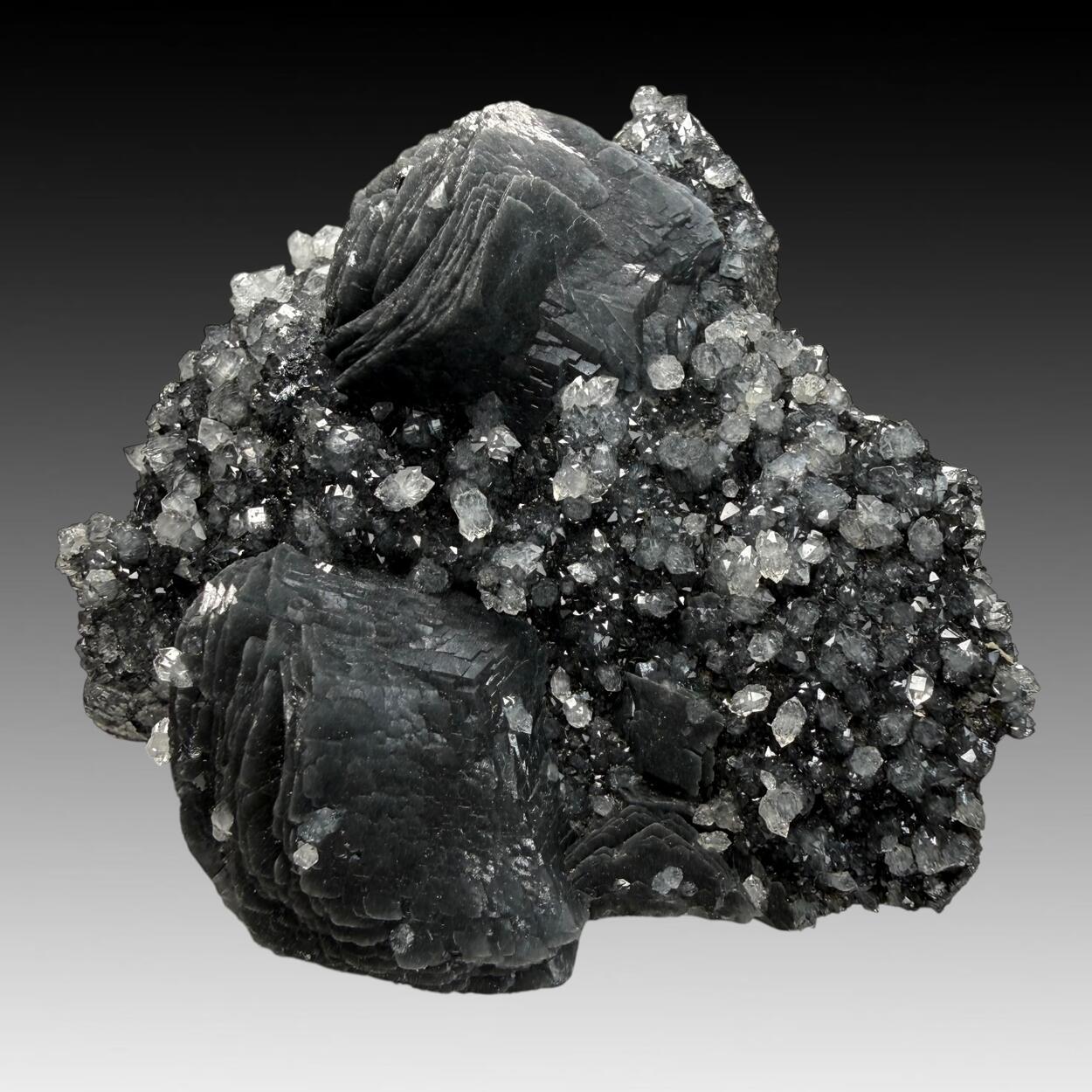 Calcite With Boulangerite Inclusions & Quartz Var Maramares Diamond