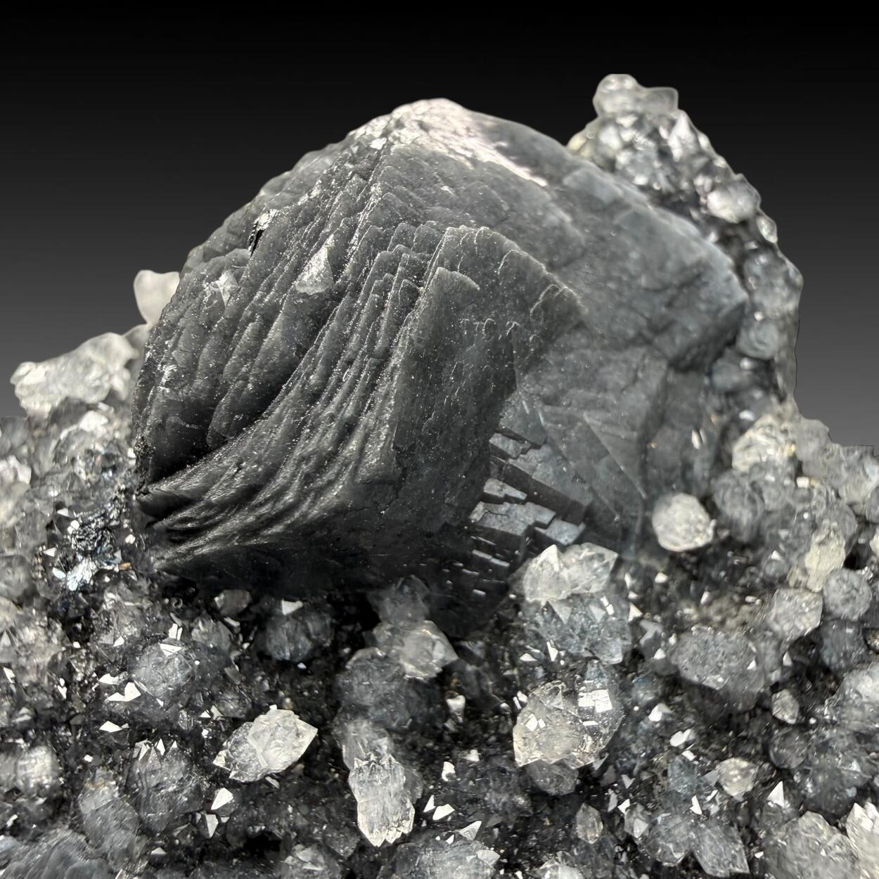 Calcite With Boulangerite Inclusions & Quartz Var Maramares Diamond