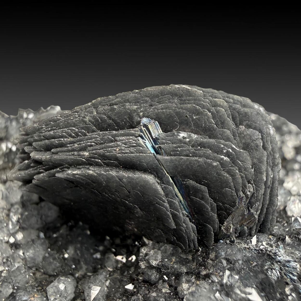 Calcite With Boulangerite Inclusions & Quartz Var Maramares Diamond