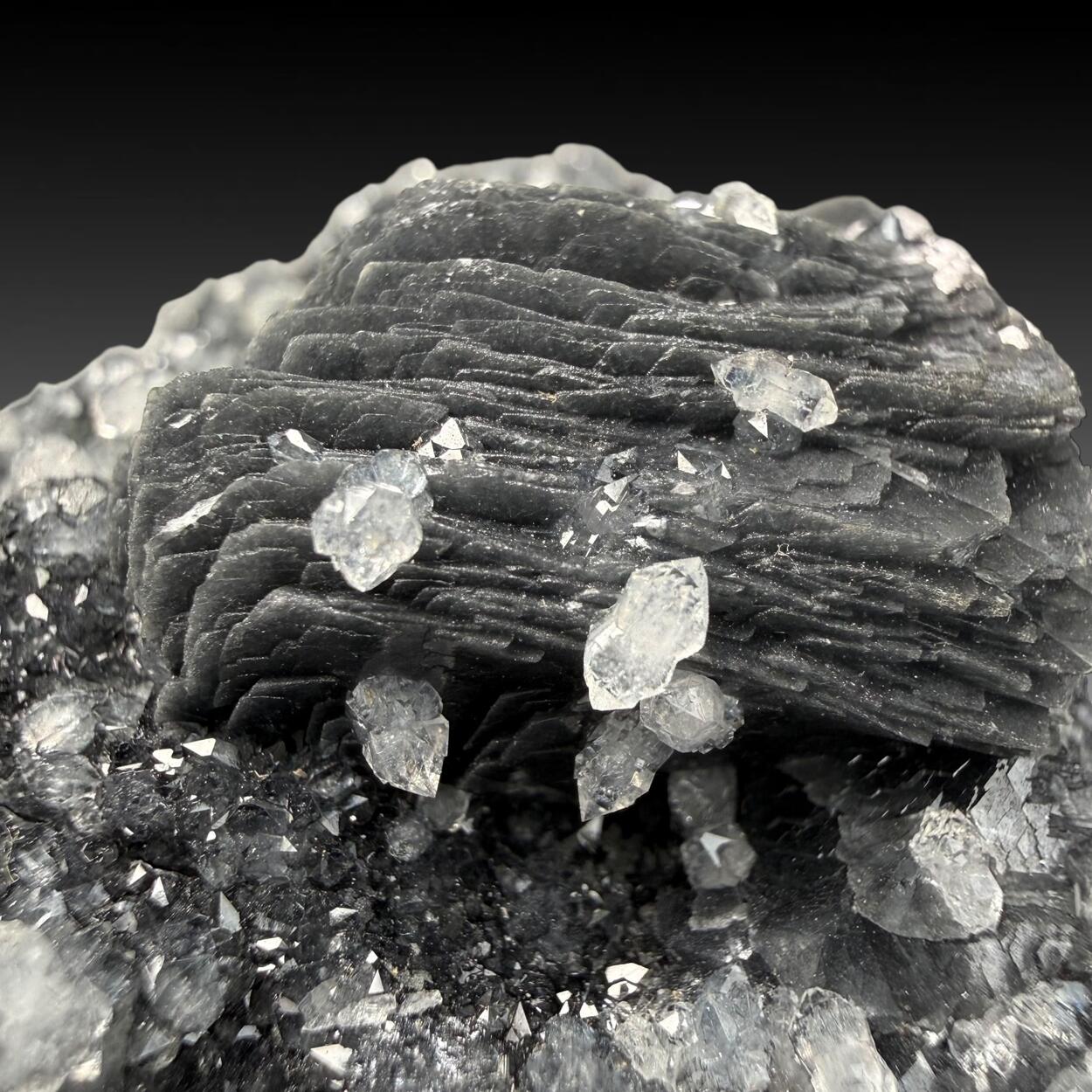 Calcite With Boulangerite Inclusions & Quartz Var Maramares Diamond