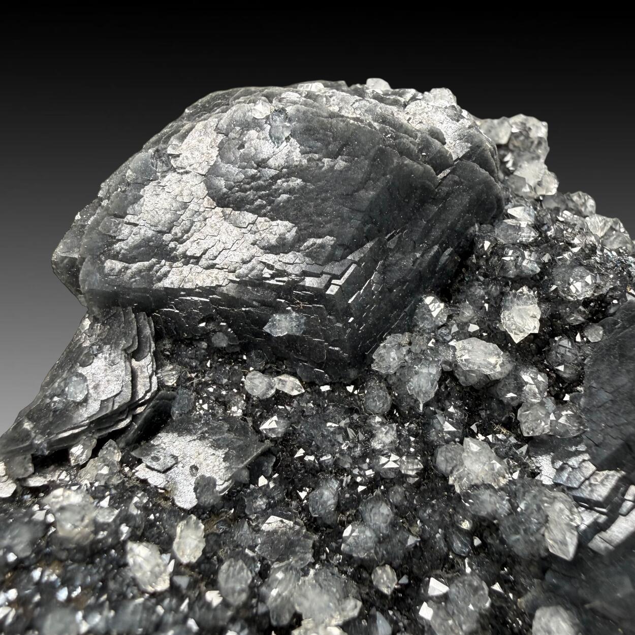 Calcite With Boulangerite Inclusions & Quartz Var Maramares Diamond