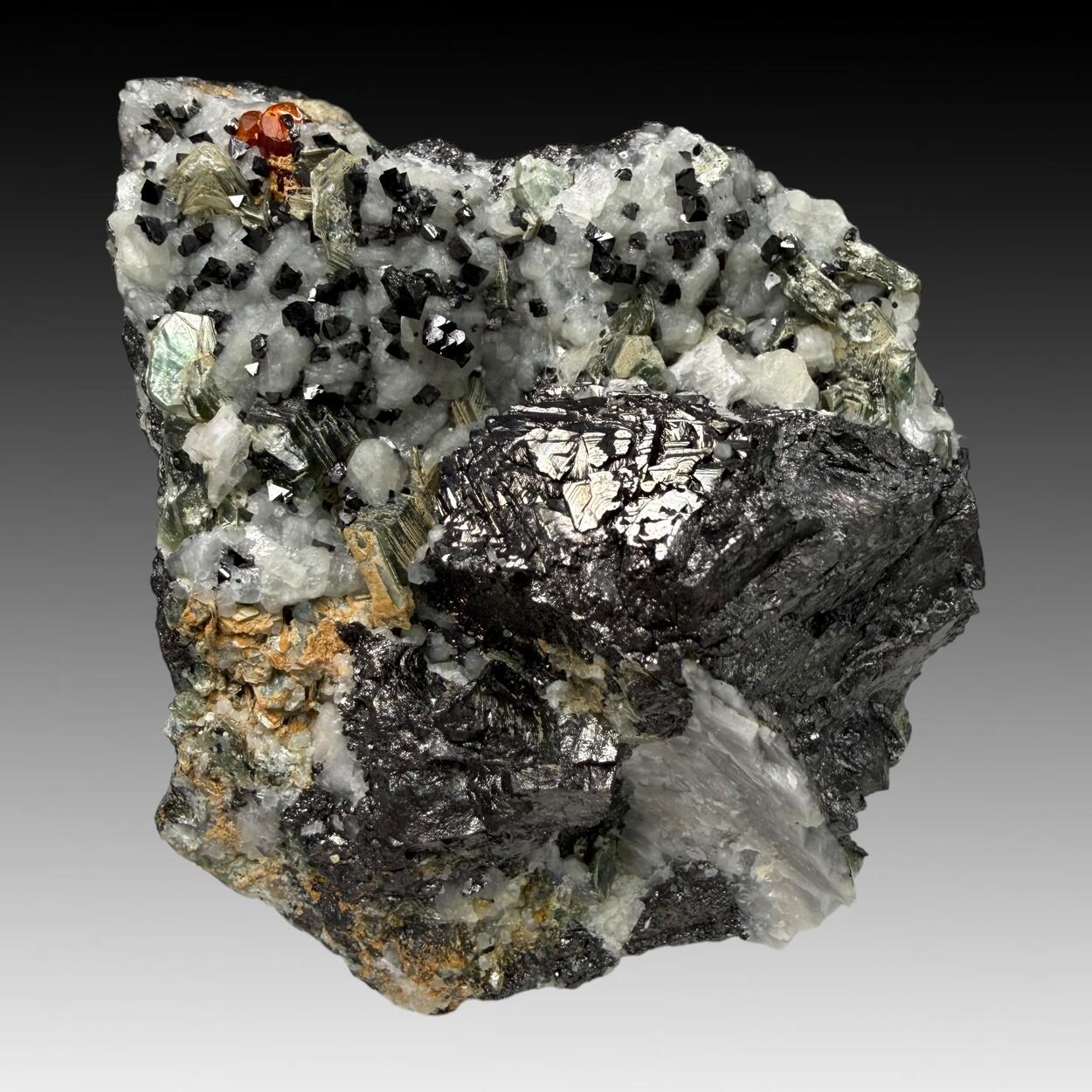 Magnetite With Chondrodite Calcite & Clinochlore