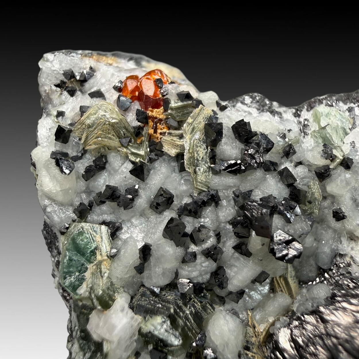 Magnetite With Chondrodite Calcite & Clinochlore