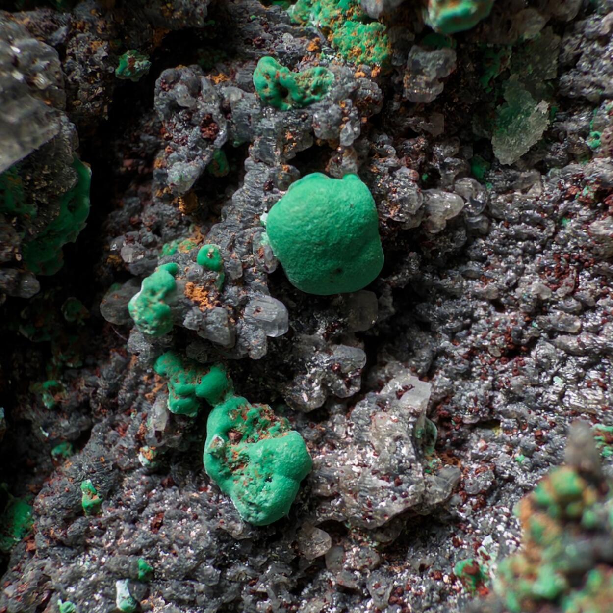 Cerussite With Native Copper & Malachite