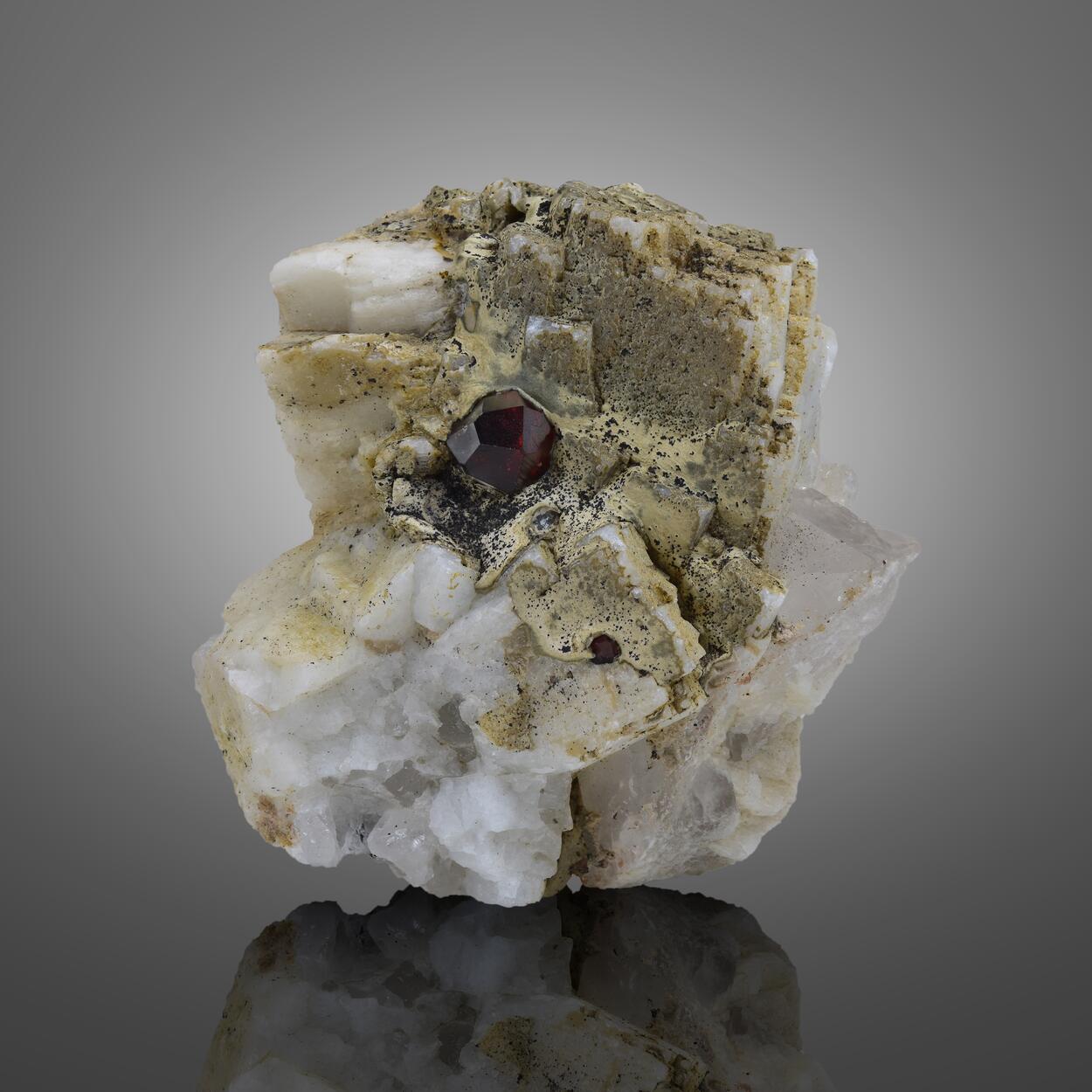 Garnet Var Spessartine With Feldspar & Quartz