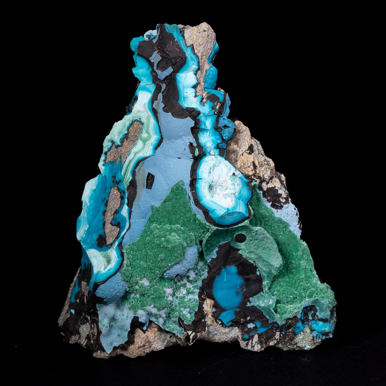 Chrysocolla & Malachite With Chalcedony & Romanèchite