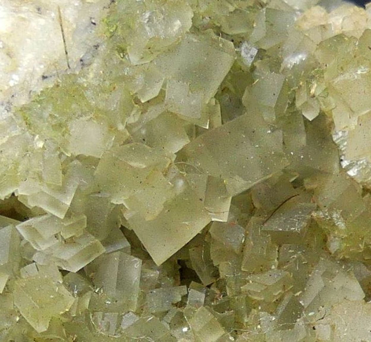 Calcite With Mottramite On Zincian Dolomite