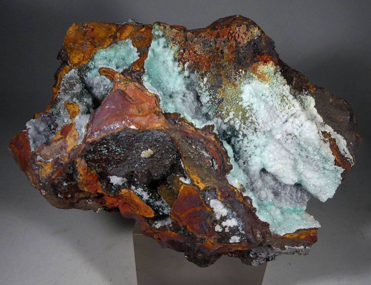 Cuprian Adamite & Smithsonite On Limonite