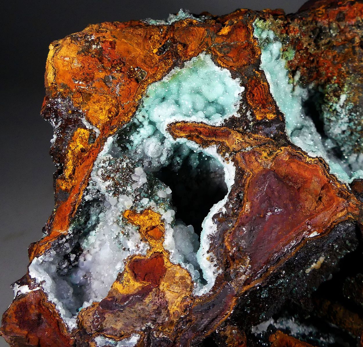 Cuprian Adamite & Smithsonite On Limonite