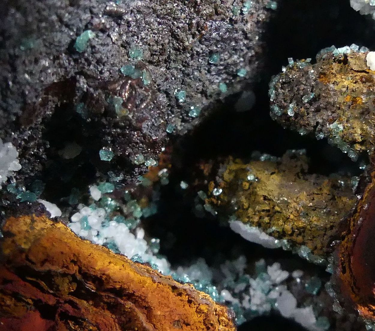 Cuprian Adamite & Smithsonite On Limonite