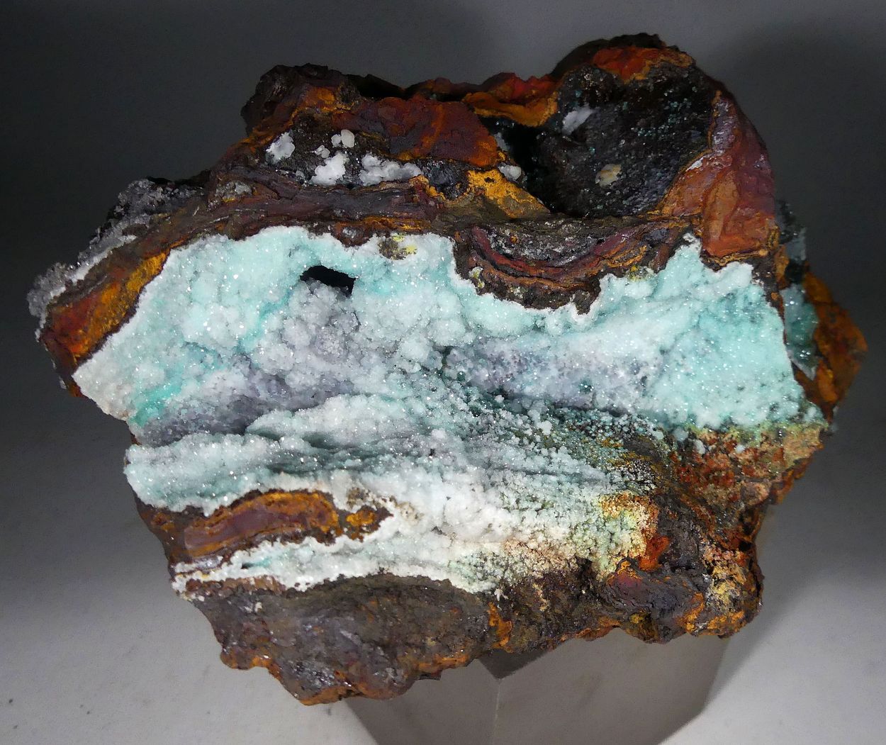 Cuprian Adamite & Smithsonite On Limonite