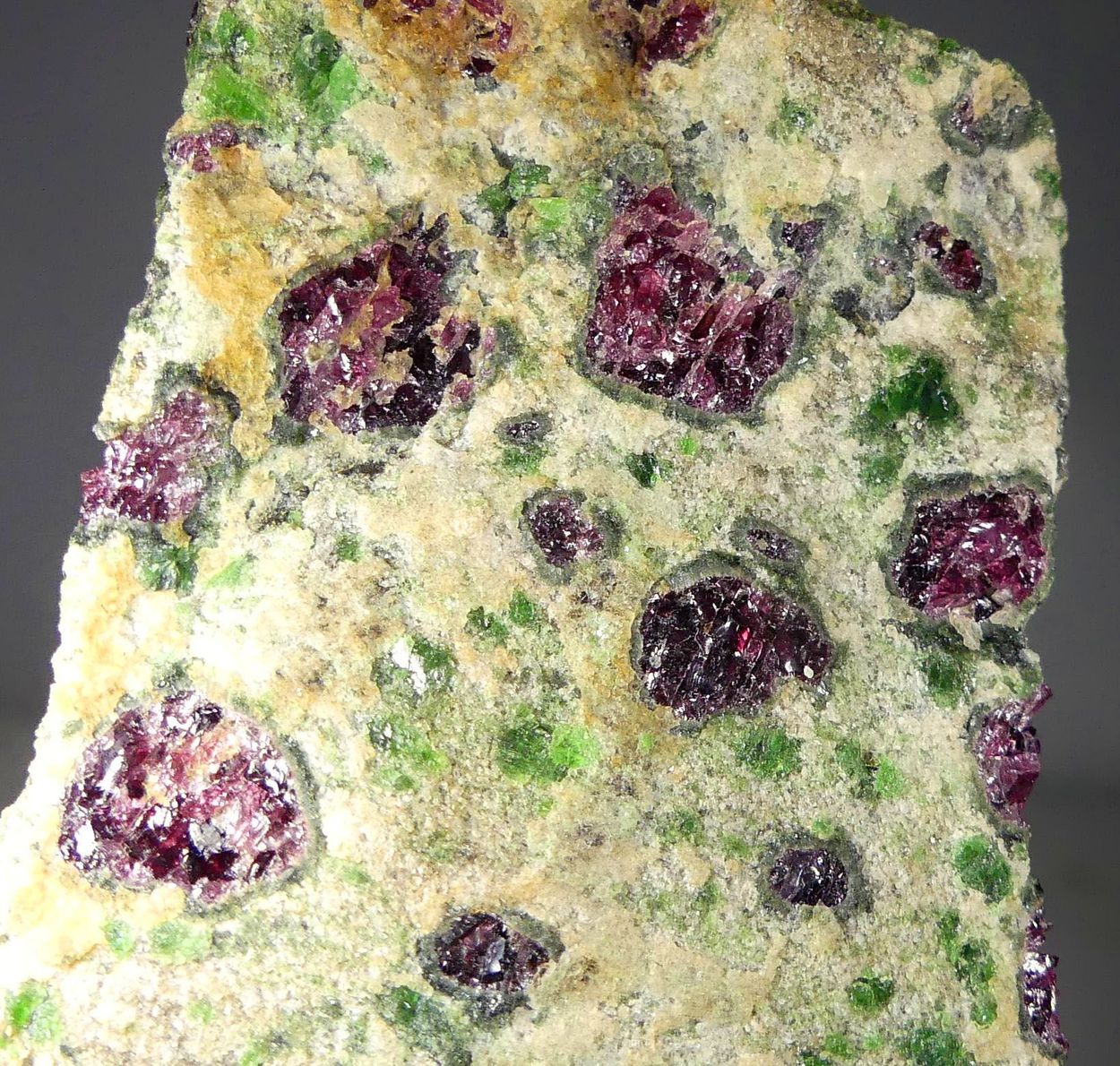 Pyrope Kelyphite & Chromian Diopside In Forsterite