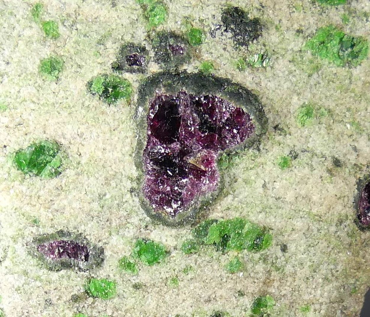 Pyrope Kelyphite & Chromian Diopside In Forsterite