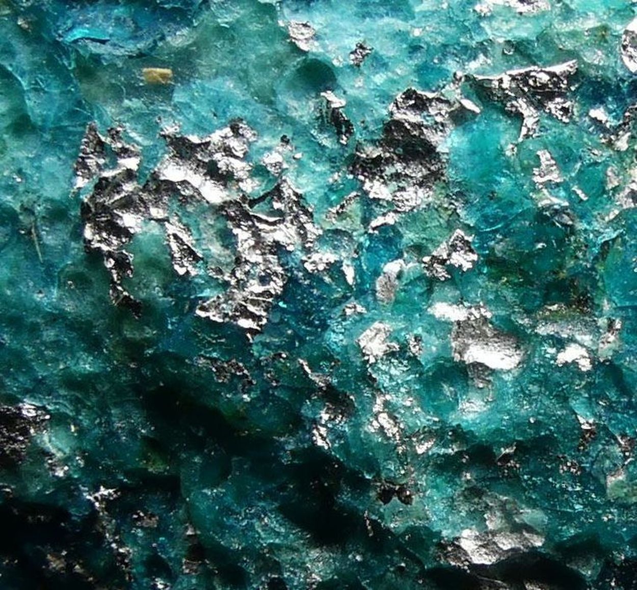 Native Silver On Chrysocolla