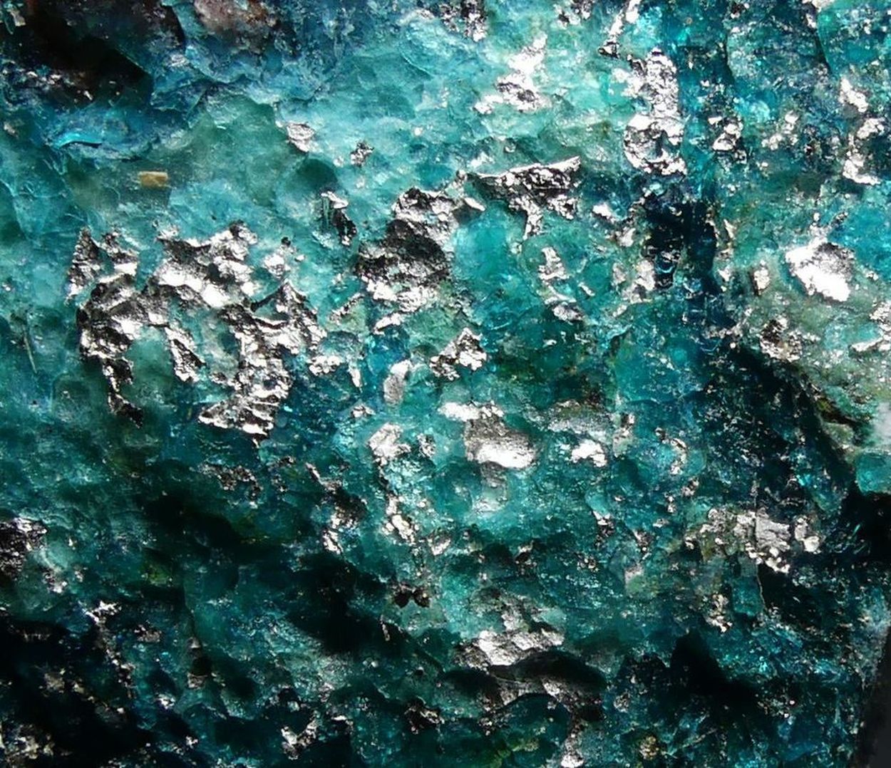 Native Silver On Chrysocolla